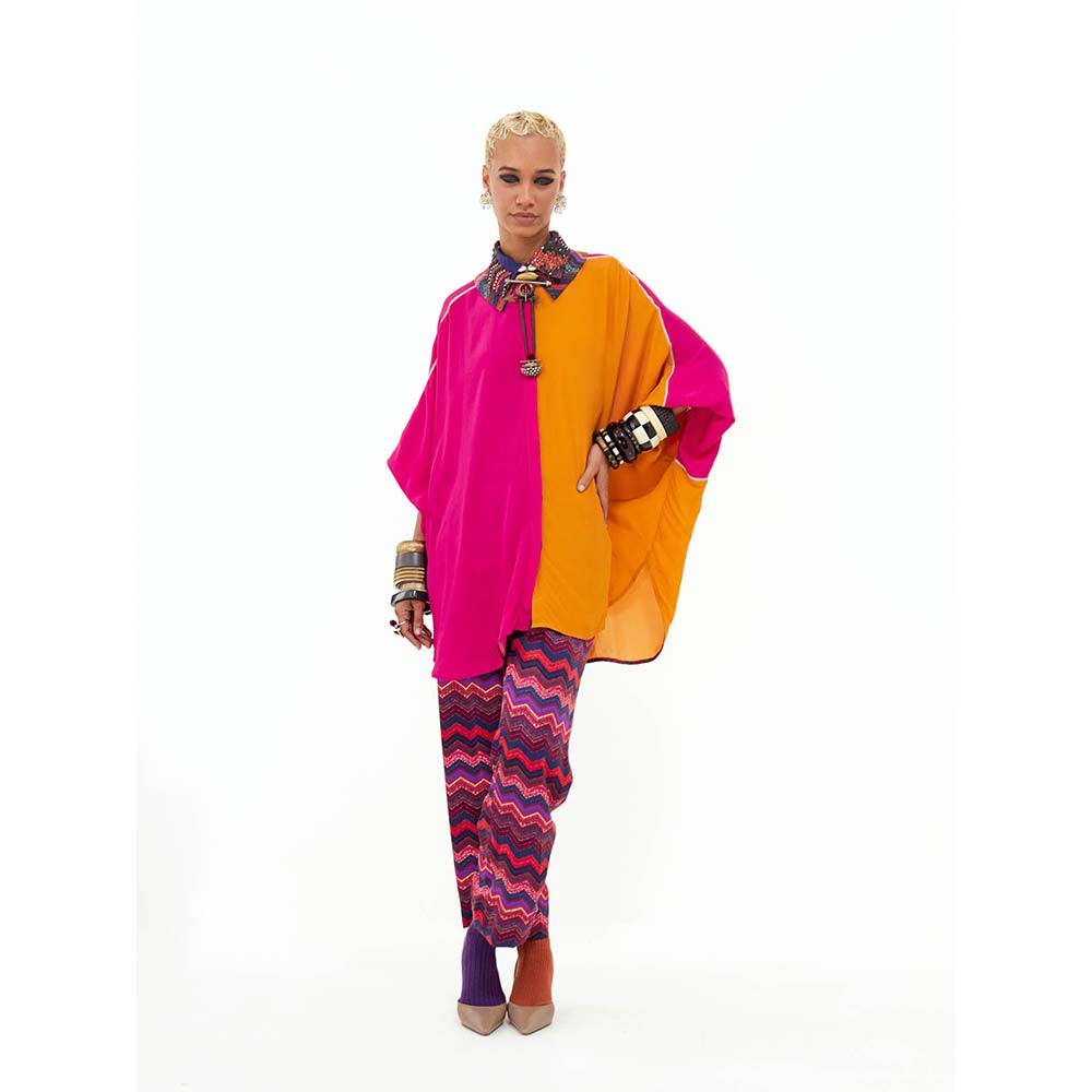 Aseem Kapoor Mandala Solid Color Block Shirt With Detailed Collar