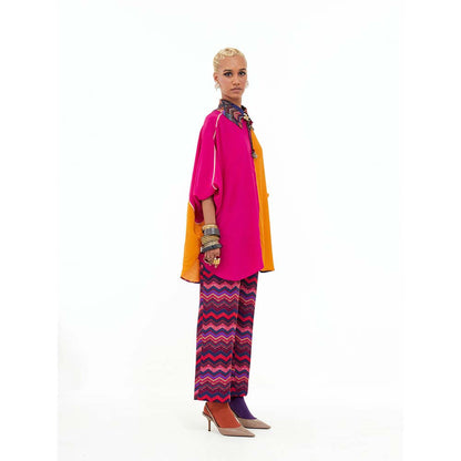 Aseem Kapoor Mandala Solid Color Block Shirt With Detailed Collar