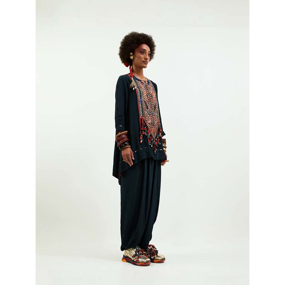 Aseem Kapoor Blue Mitra Short Kurta with Dhoti (Set of 2)