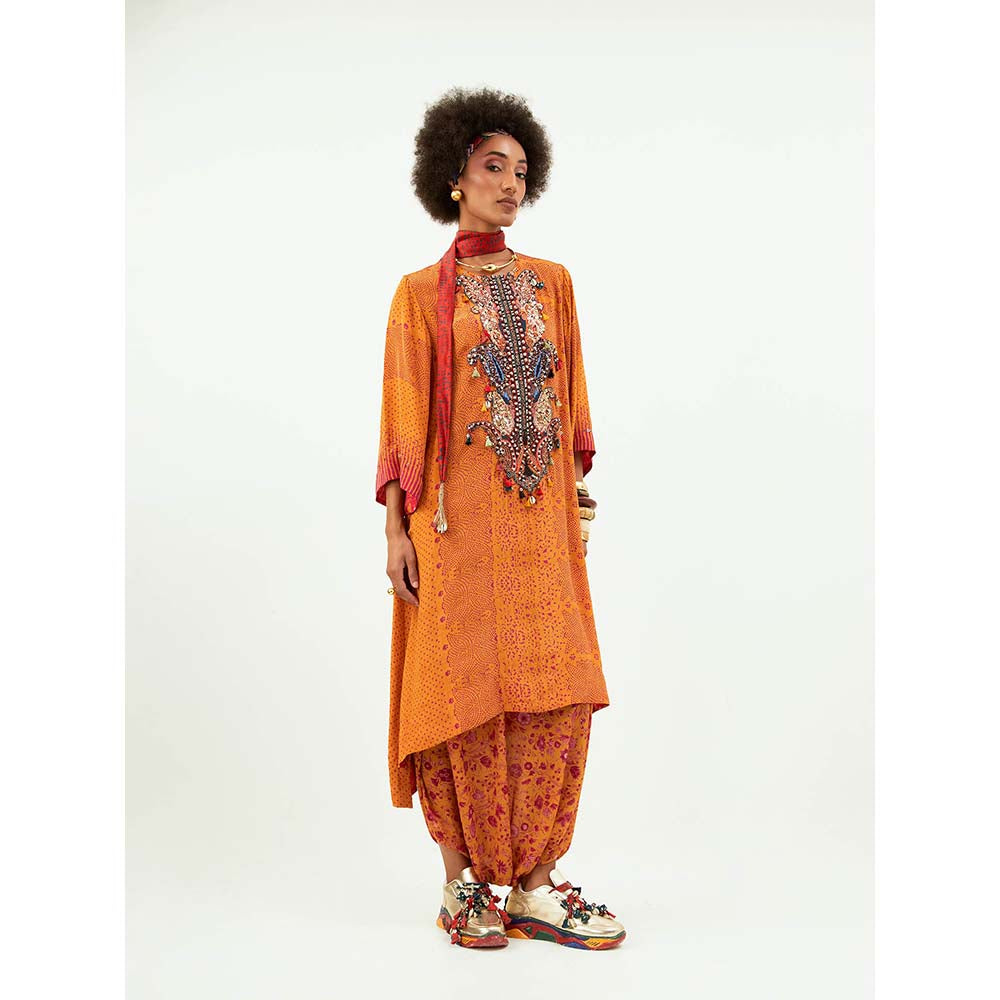 Aseem Kapoor Orange Mitra Long Kurta with Pant (Set of 2)