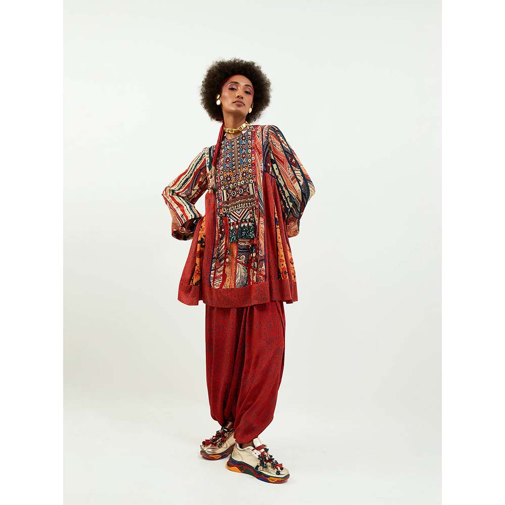 Aseem Kapoor Multi Colour Afghan Tunic with Dhoti (Set of 2)