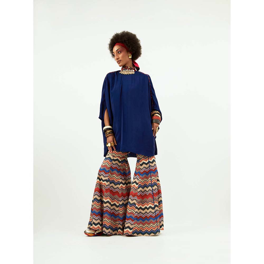 Aseem Kapoor Blue Ritu Kaftan Top with Sharara (Set of 2)