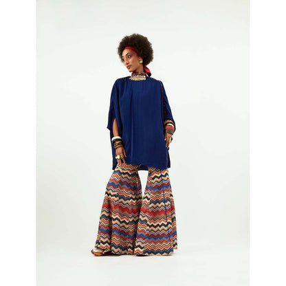 Aseem Kapoor Blue Ritu Kaftan Top with Sharara (Set of 2)