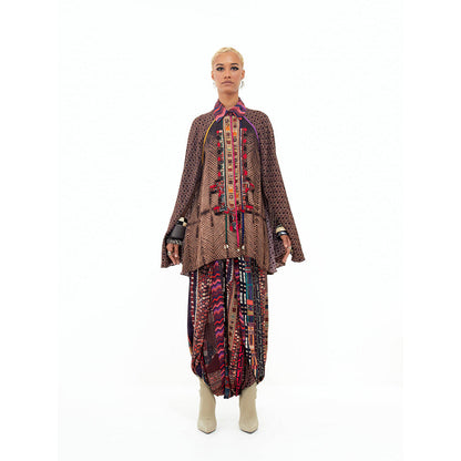 Aseem Kapoor Brown Mariyam Cape with Shirt and Dhoti (Set of 3)