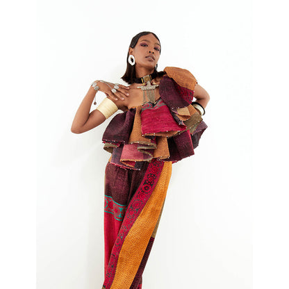 Aseem Kapoor Multi Colour Roxanna Ruffle Top with Pant (Set of 2)