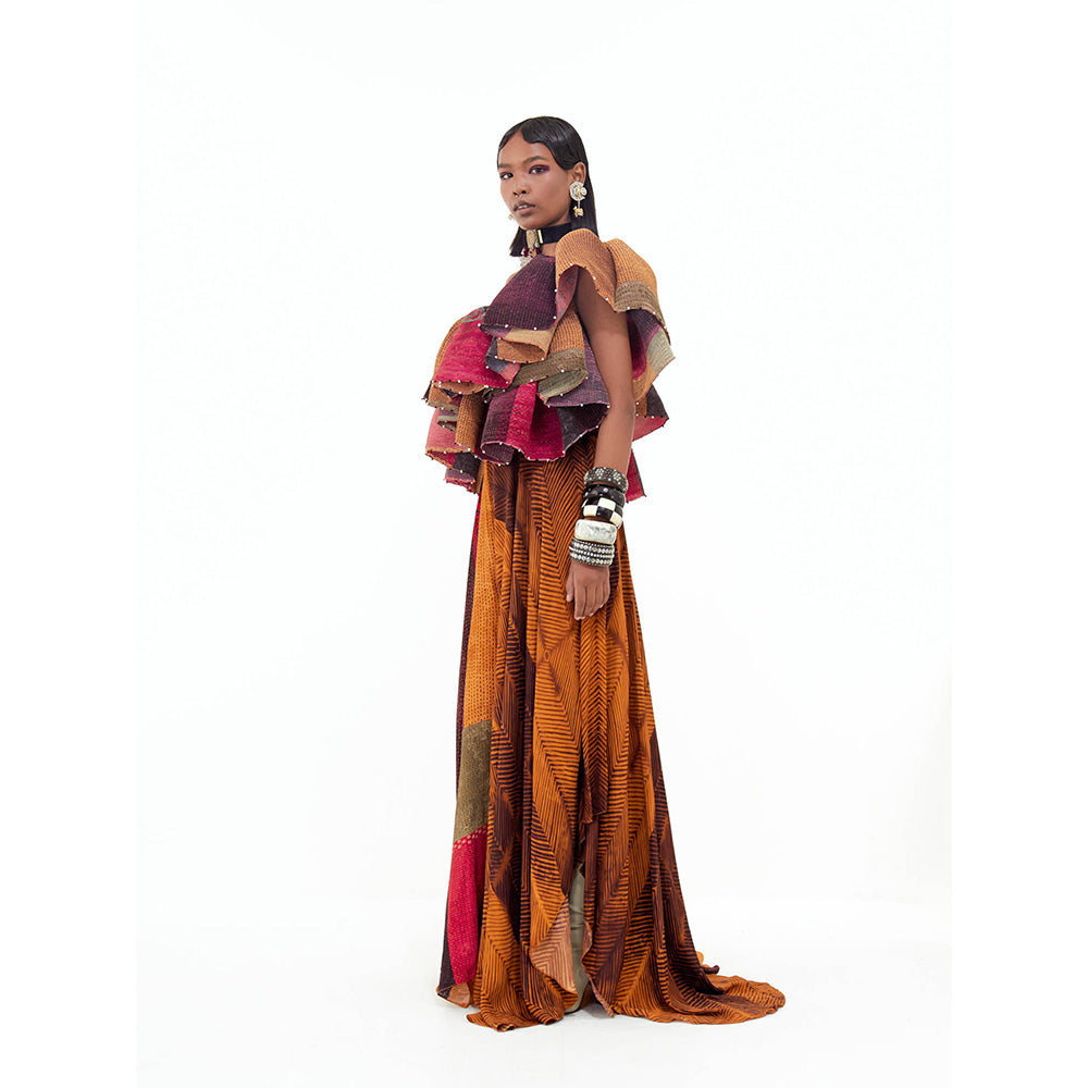 Aseem Kapoor Multi Colour Roxanna Ruffle Top with Skirt (Set of 2)