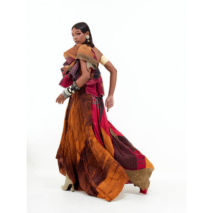 Aseem Kapoor Multi Colour Roxanna Ruffle Top with Skirt (Set of 2)