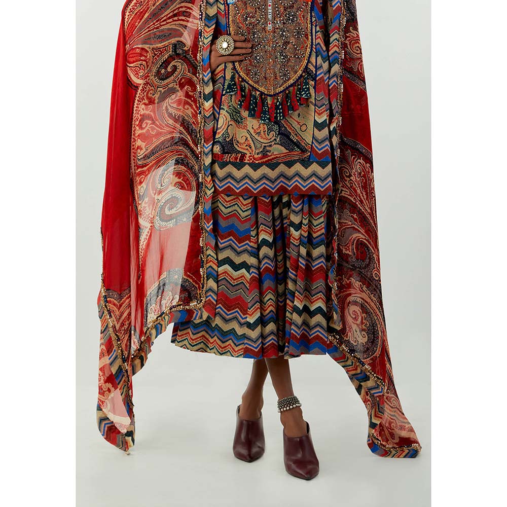 Aseem Kapoor Multi-Colour Kinara Printed Dupatta