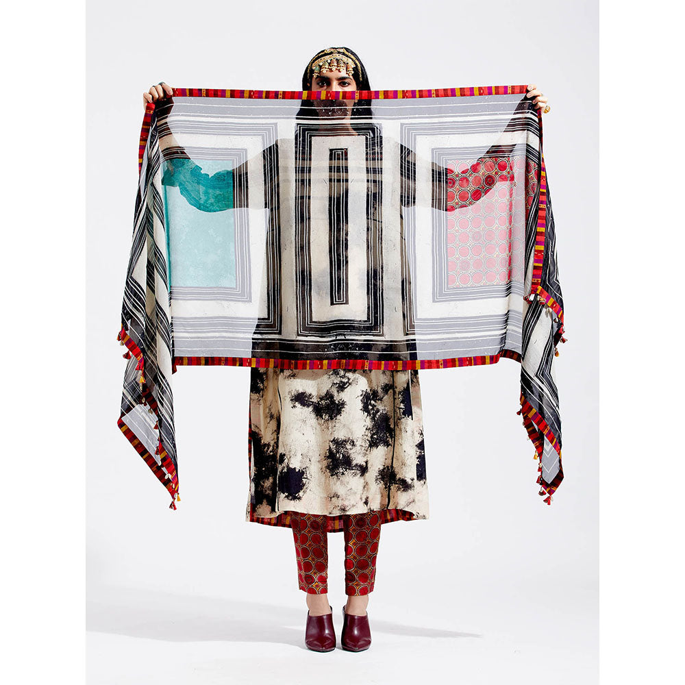 Aseem Kapoor Multi-Colour Patti Dupatta