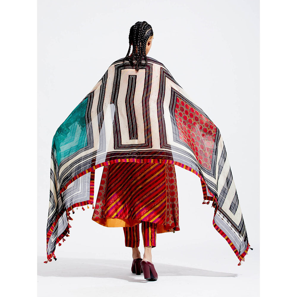 Aseem Kapoor Multi-Colour Patti Dupatta