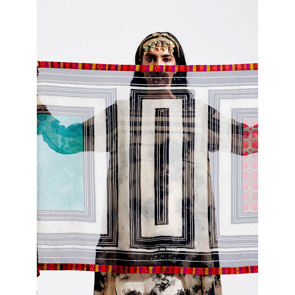 Aseem Kapoor Multi-Colour Patti Dupatta