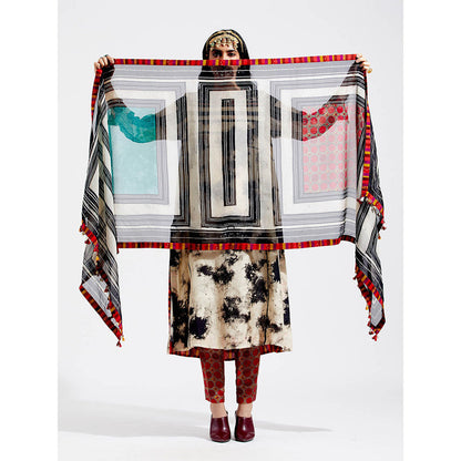 Aseem Kapoor Multi-Colour Patti Dupatta