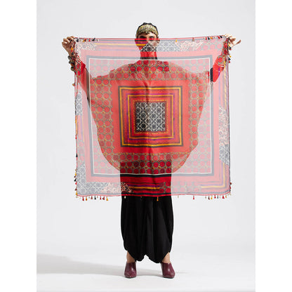 Aseem Kapoor Red Patti Scarf