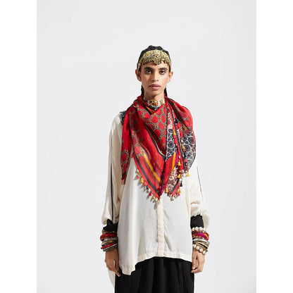Aseem Kapoor Red Patti Scarf