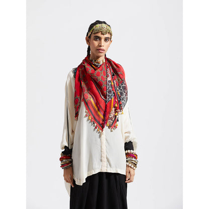 Aseem Kapoor Red Patti Scarf