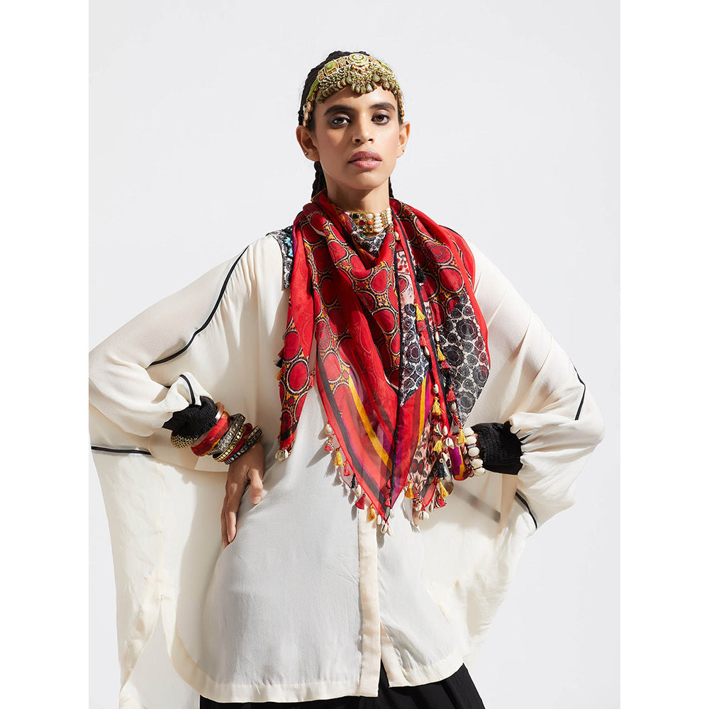 Aseem Kapoor Red Patti Scarf