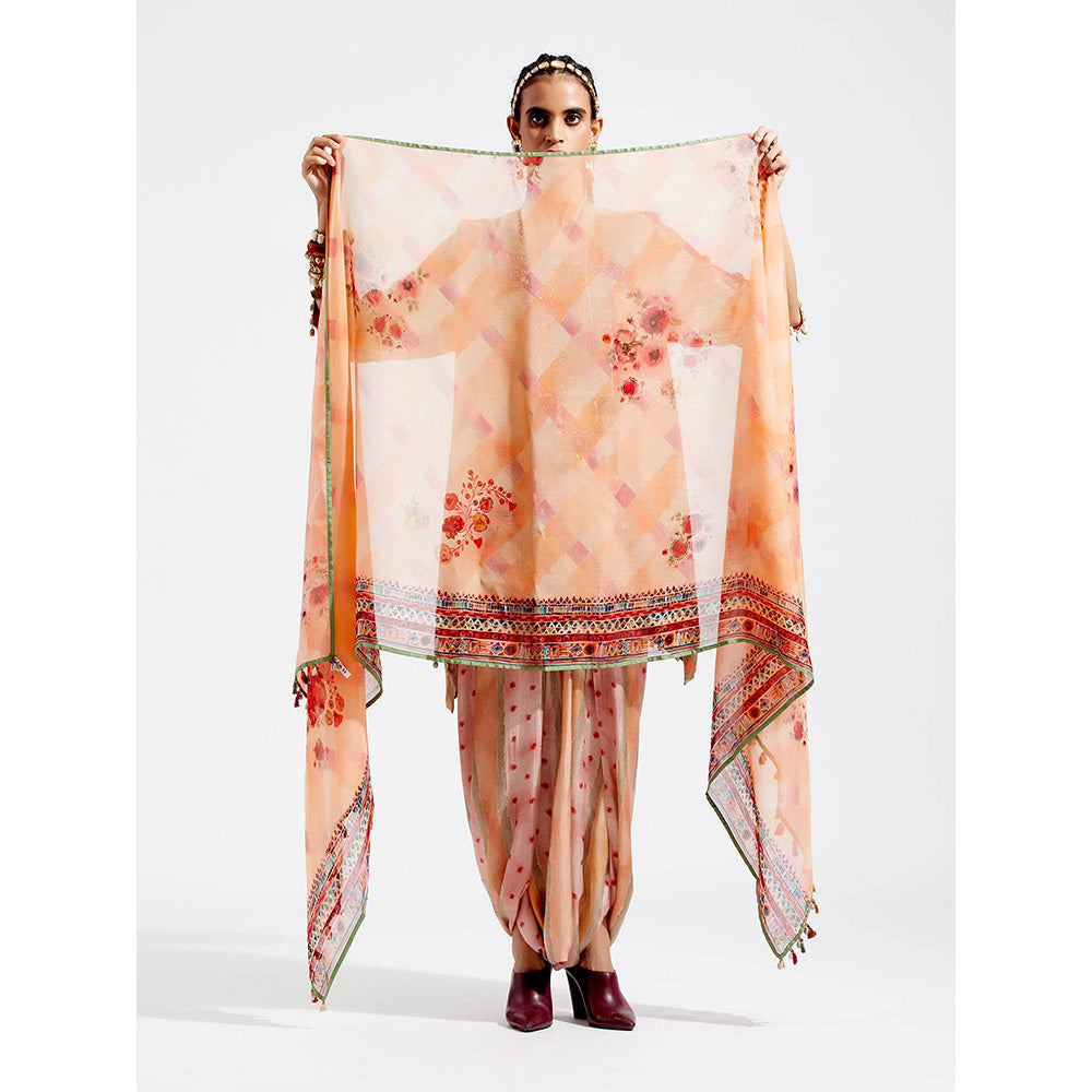 Aseem Kapoor Peach Kinara Dupatta