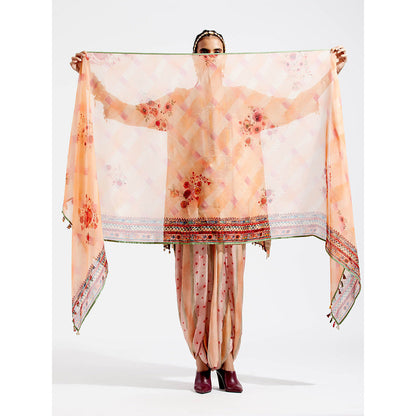 Aseem Kapoor Peach Kinara Dupatta