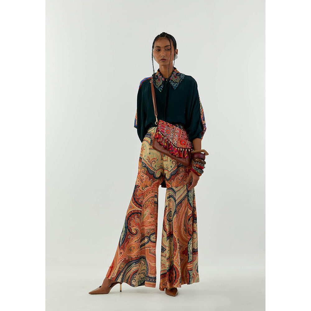 Aseem Kapoor Teal Mandala Shirt With Sharara (Set of 2)