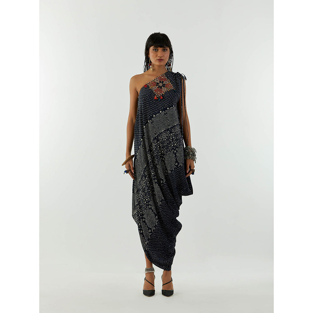 Aseem Kapoor Blue Rasa One Shoulder Dress