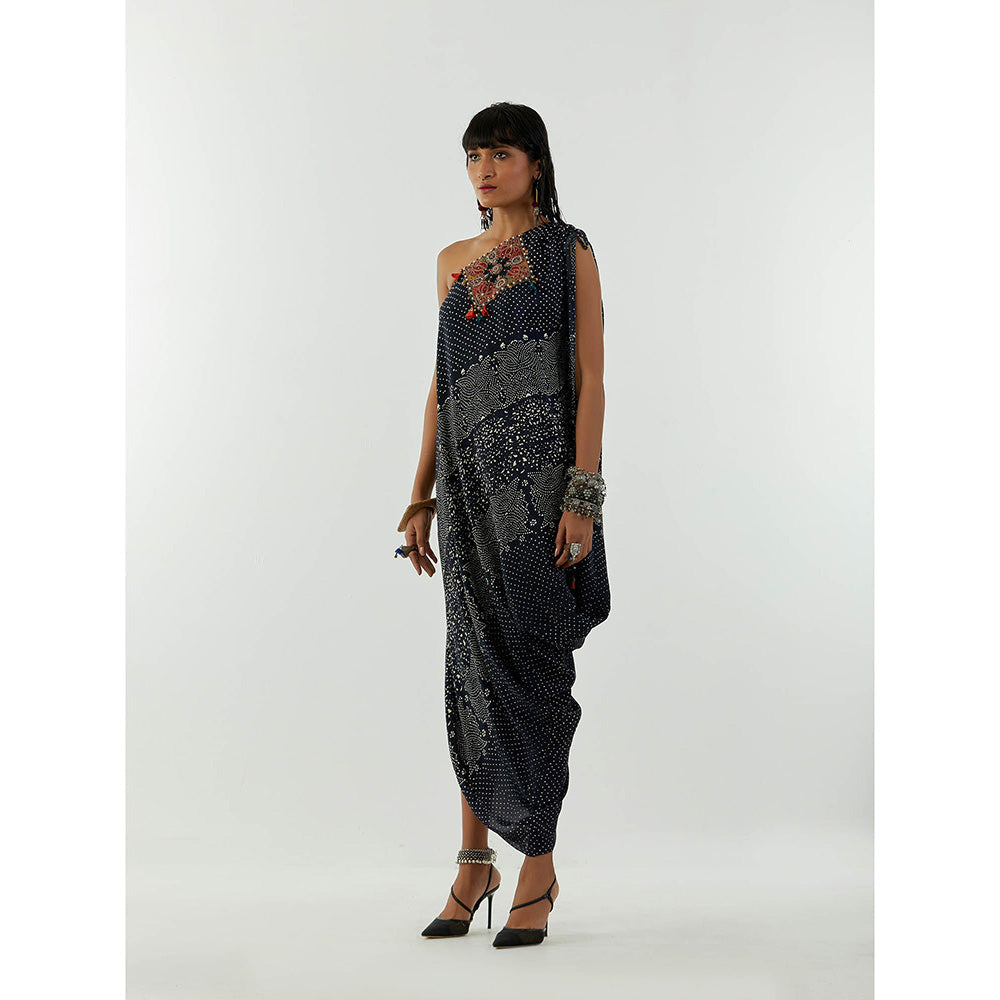 Aseem Kapoor Blue Rasa One Shoulder Dress
