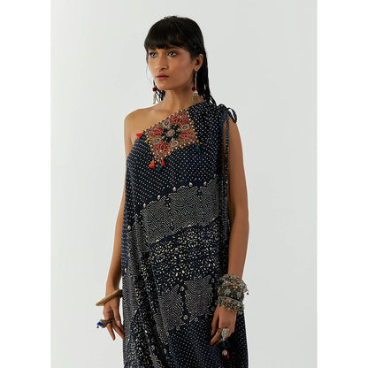 Aseem Kapoor Blue Rasa One Shoulder Dress