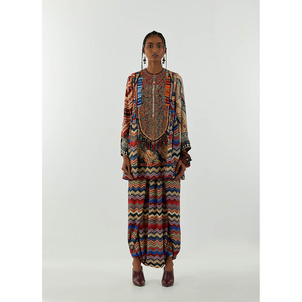 Aseem Kapoor Multi-Colour Afghan Tunic With Draped Trouser (Set of 2)