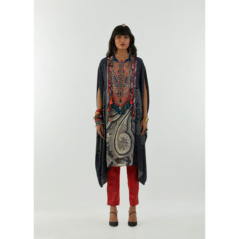 Aseem Kapoor Blue Ritu Kaftan Tunic With Pant (Set of 2)