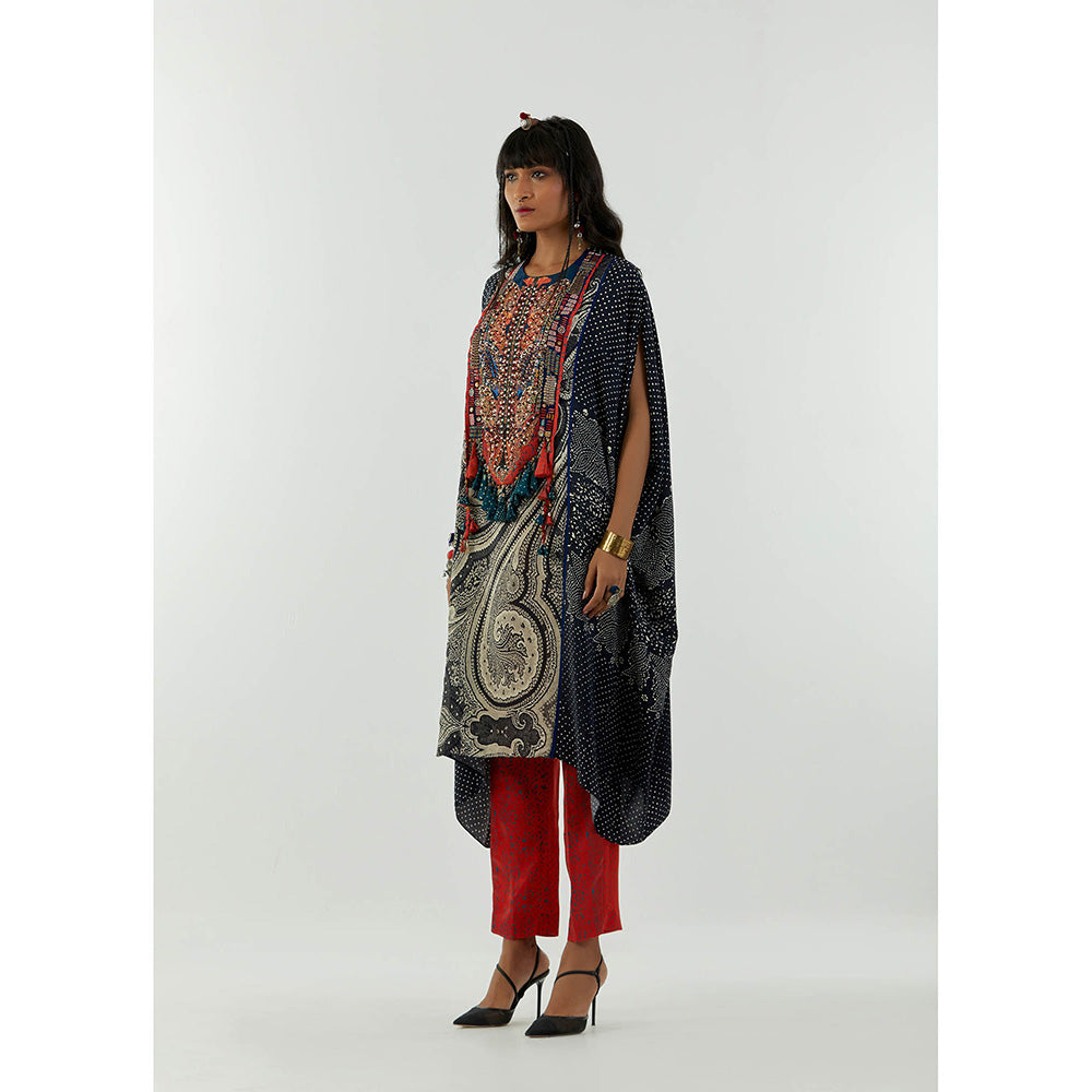 Aseem Kapoor Blue Ritu Kaftan Tunic With Pant (Set of 2)
