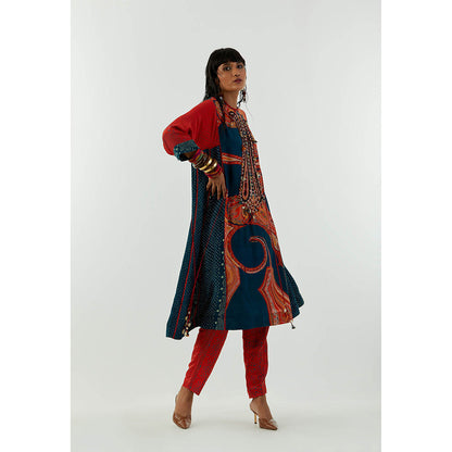Aseem Kapoor Red Indra Kurta With Pant (Set of 2)