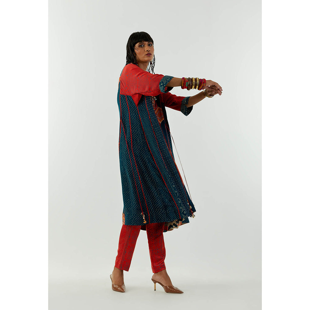 Aseem Kapoor Red Indra Kurta With Pant (Set of 2)