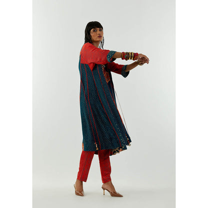 Aseem Kapoor Red Indra Kurta With Pant (Set of 2)