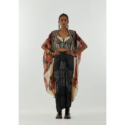 Aseem Kapoor Grey Ritu Cape With Blouse And Skirt (Set of 3)