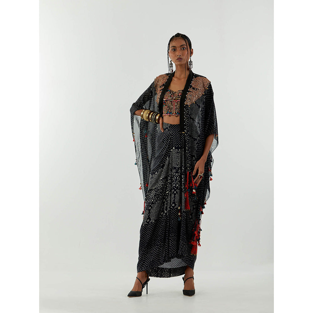 Aseem Kapoor Black Veni Jacket With Blouse And Skirt (Set of 3)