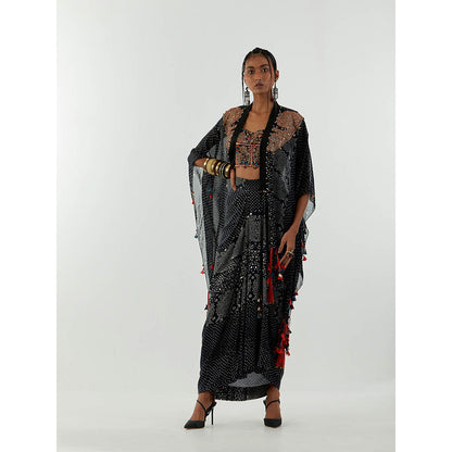 Aseem Kapoor Black Veni Jacket With Blouse And Skirt (Set of 3)