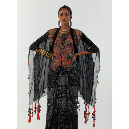 Aseem Kapoor Black Veni Jacket With Blouse And Skirt (Set of 3)