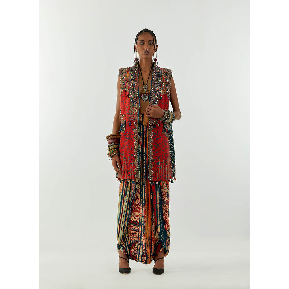 Aseem Kapoor Red Ruhi Sleeveless Jacket