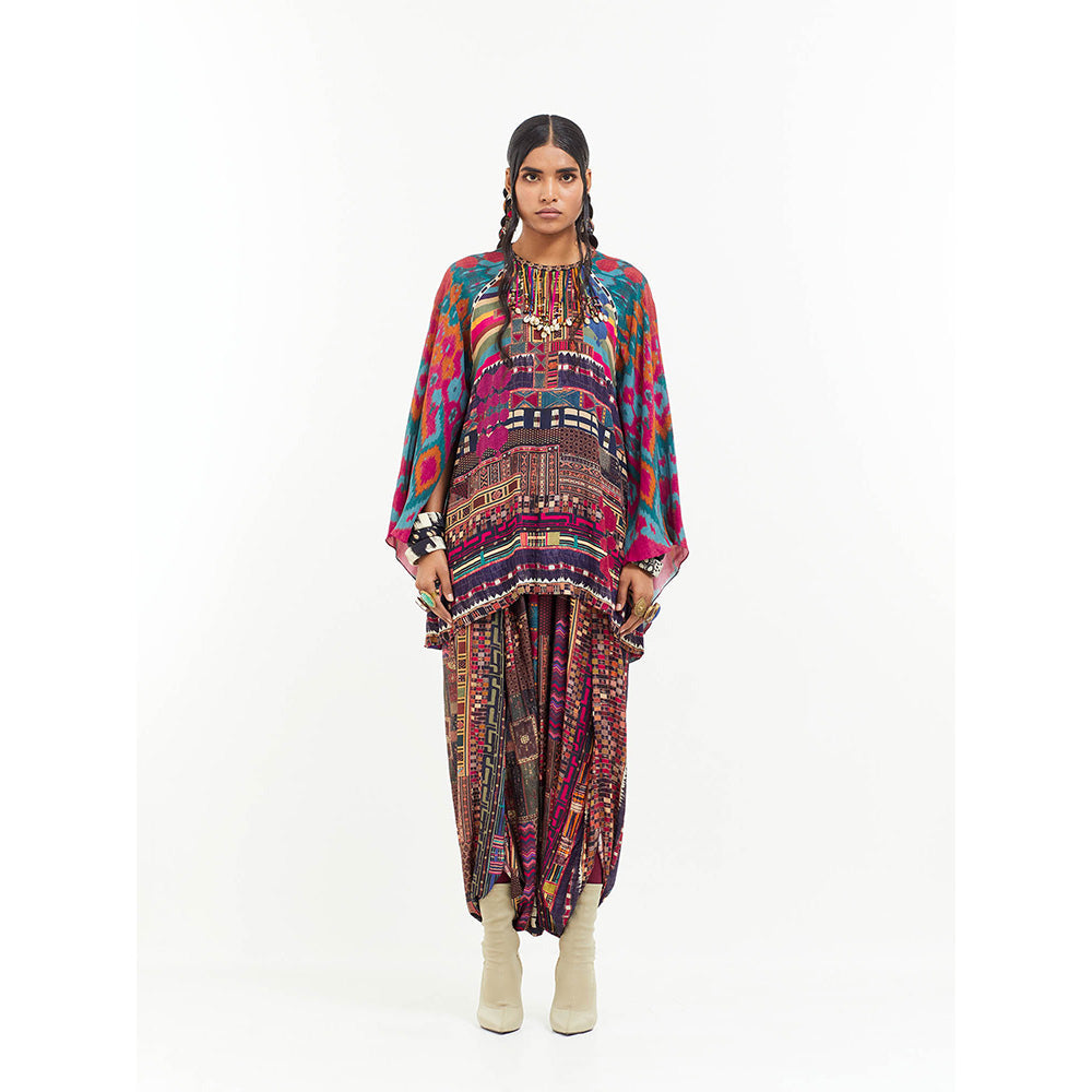Aseem Kapoor Multi-Colour Mariyam Cape Kurti With Draped Trouser (Set of 2)