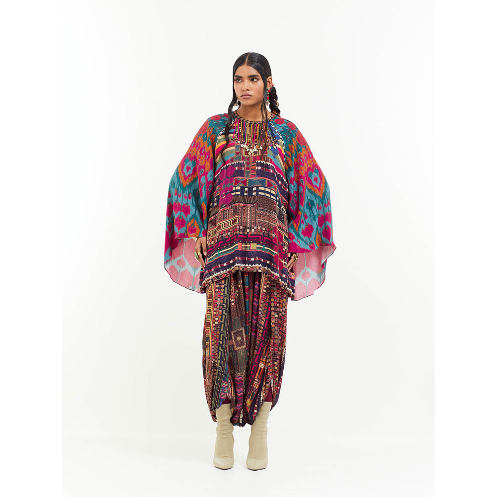 Aseem Kapoor Multi-Colour Mariyam Cape Kurti With Draped Trouser (Set of 2)