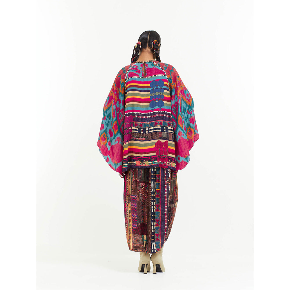 Aseem Kapoor Multi-Colour Mariyam Cape Kurti With Draped Trouser (Set of 2)