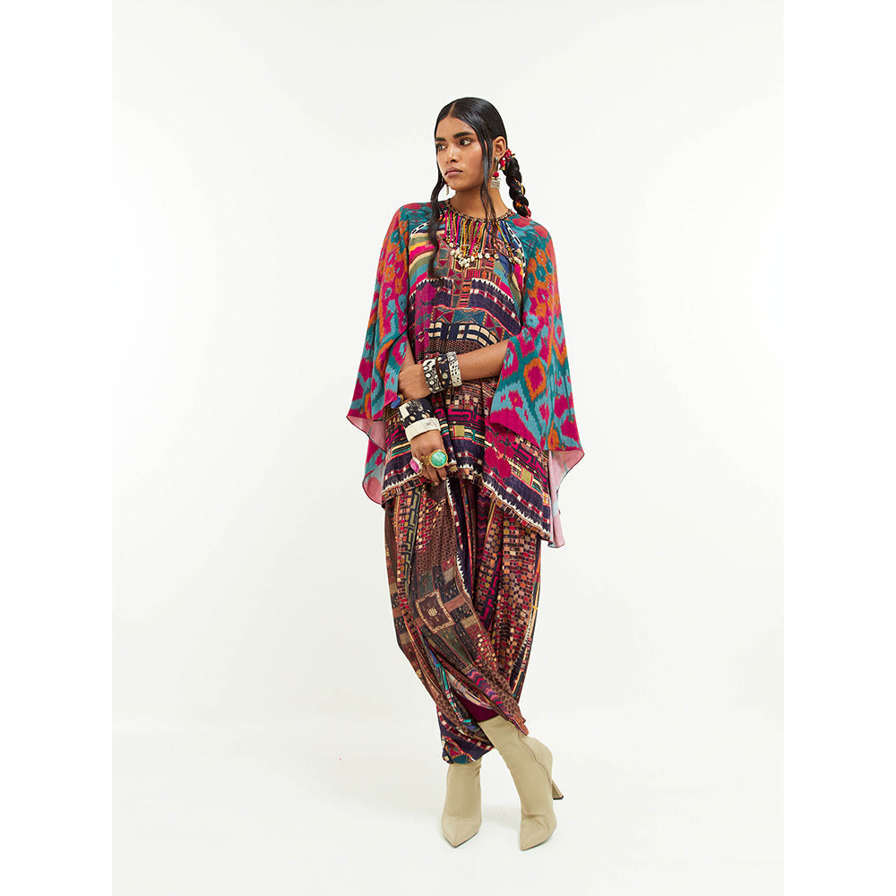 Aseem Kapoor Multi-Colour Mariyam Cape Kurti With Draped Trouser (Set of 2)