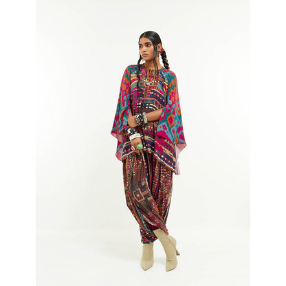 Aseem Kapoor Multi-Colour Mariyam Cape Kurti With Draped Trouser (Set of 2)