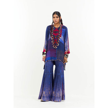 Aseem Kapoor Blue Mitra Short Kurta With Sharara (Set of 2)