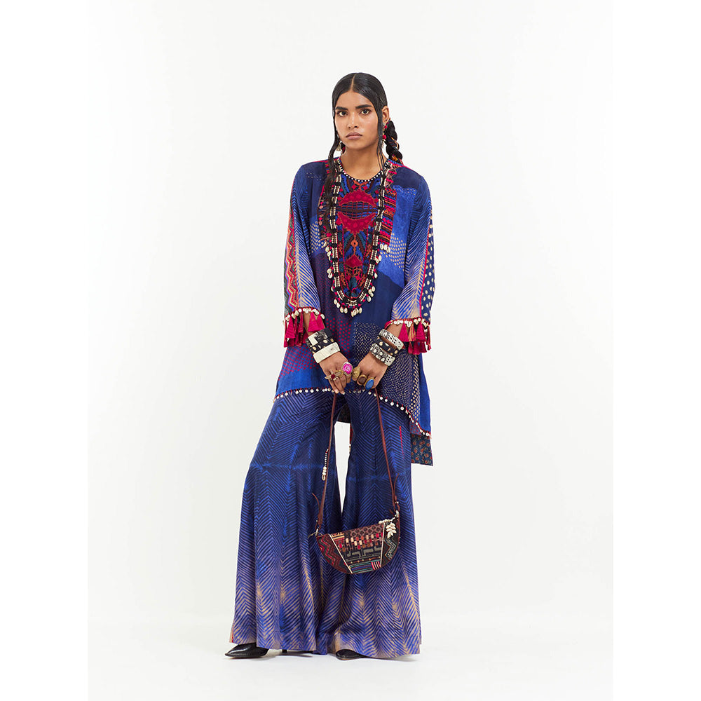 Aseem Kapoor Blue Mitra Short Kurta With Sharara (Set of 2)