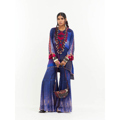 Aseem Kapoor Blue Mitra Short Kurta With Sharara (Set of 2)