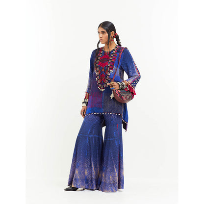 Aseem Kapoor Blue Mitra Short Kurta With Sharara (Set of 2)
