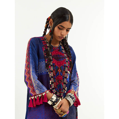 Aseem Kapoor Blue Mitra Short Kurta With Sharara (Set of 2)