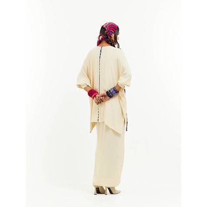 Aseem Kapoor Beige Kuru Trapeze Kaftan With Skirt (Set of 2)