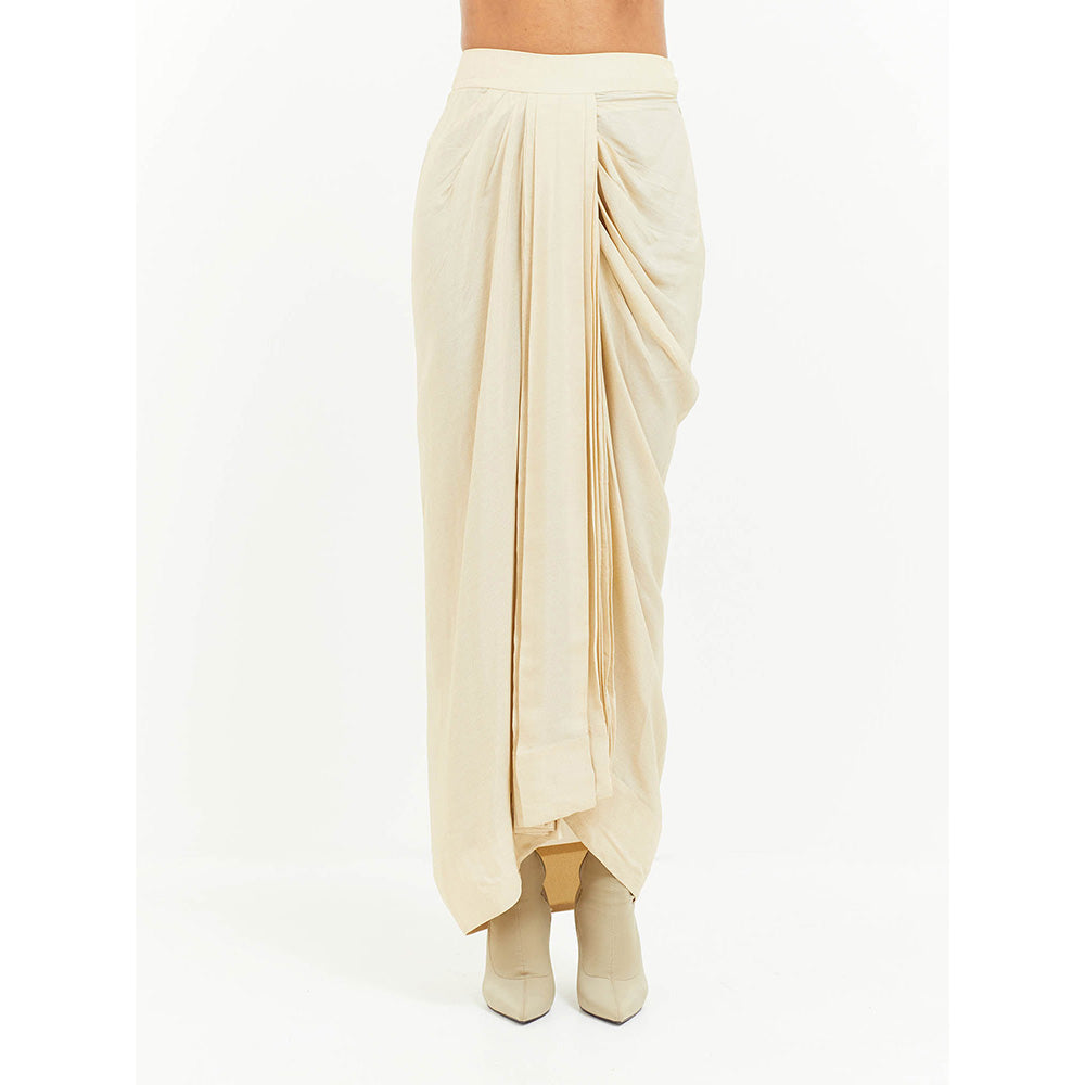 Aseem Kapoor Beige Kuru Trapeze Kaftan With Skirt (Set of 2)