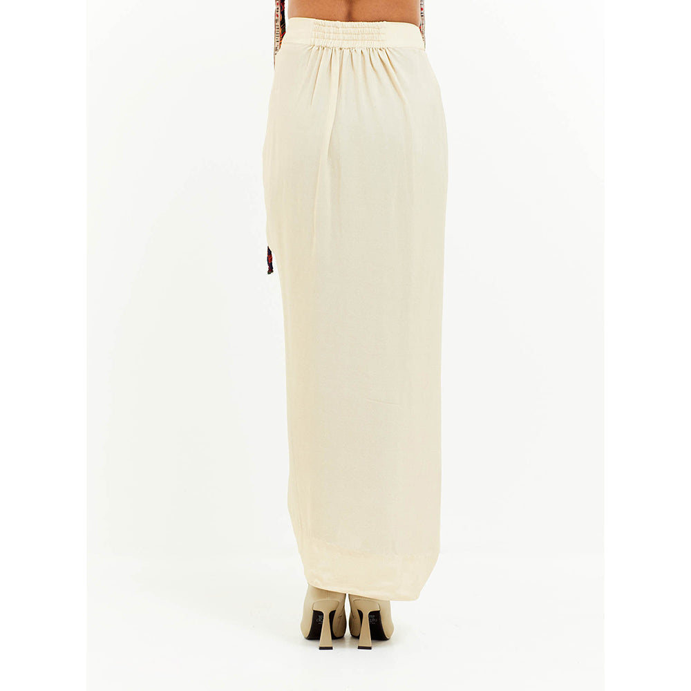 Aseem Kapoor Beige Kuru Trapeze Kaftan With Skirt (Set of 2)